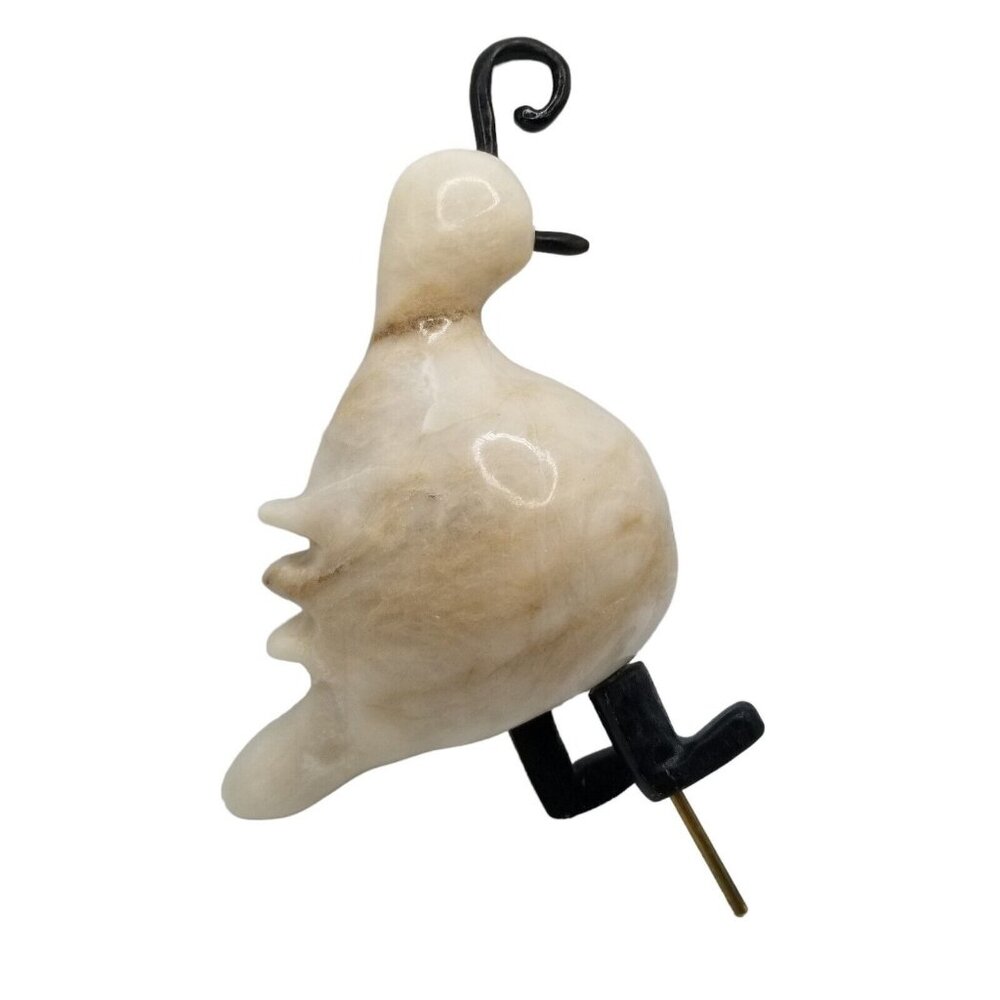 Hand Carved Marble Stone & Wood Quail Bird Art Sculpture Stone Statue Figurine - Picture 2 of 7